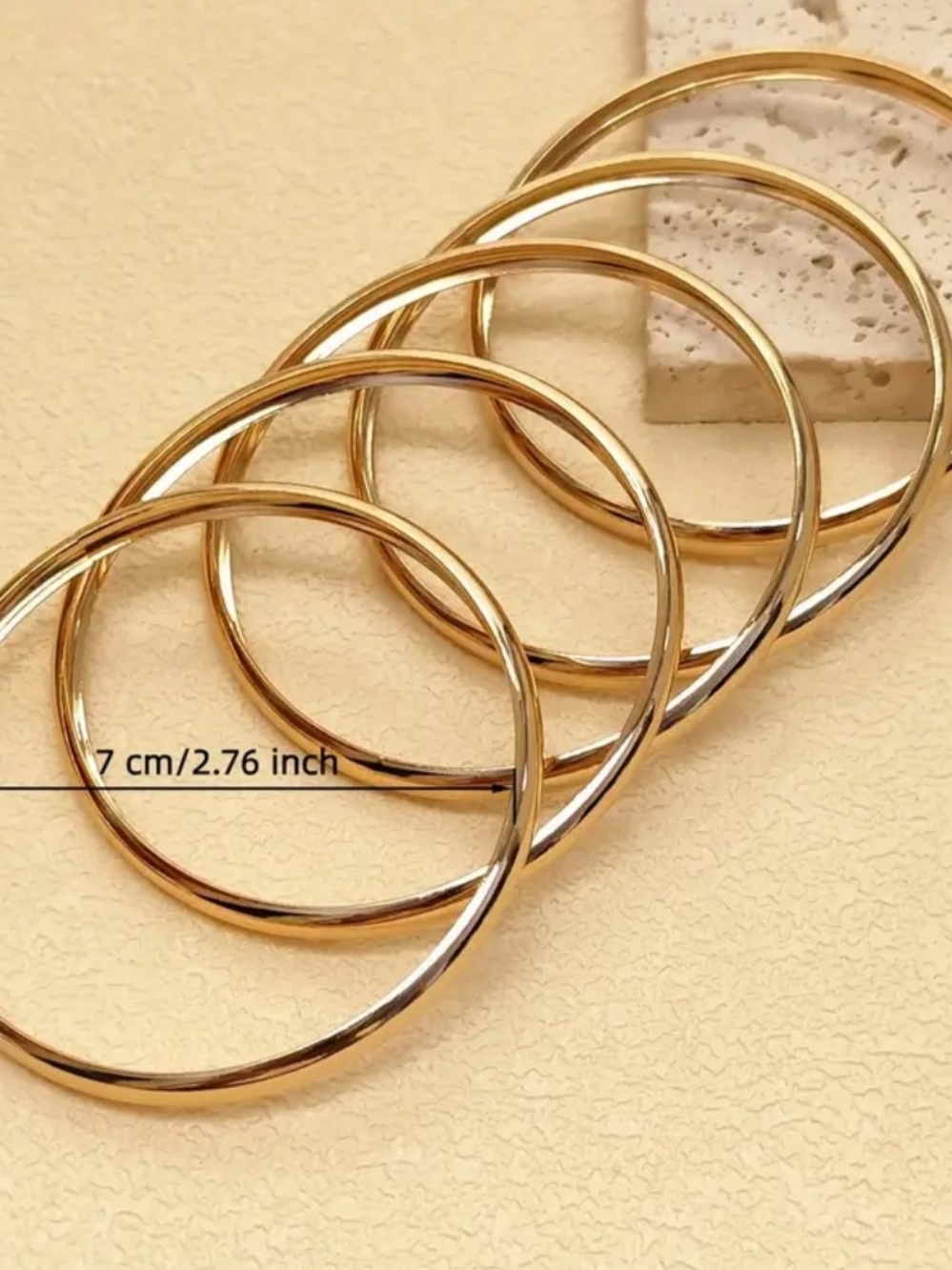 Gold Band Stackable Bracelets - Picture 2 of 2